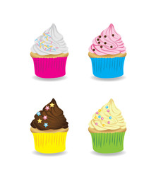 Set of cute vector cupcakes and muffins