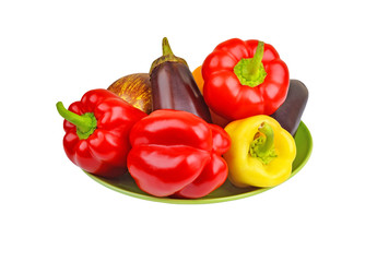 Eggplant and pepper on plate
