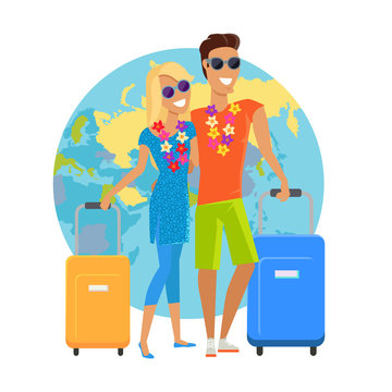 Couple Summer Vacation Travel Illustration
