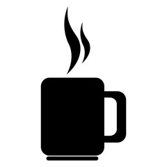 Delicious and fresh cofee cup, black and white isolated flat icon.