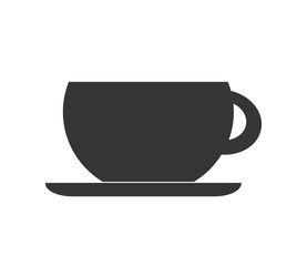 Delicious and fresh cofee cup, black and white isolated flat icon.