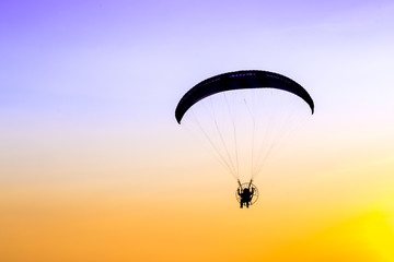 Glider, Paramotor flying in the sky