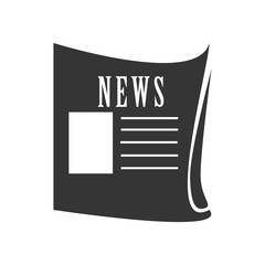 News paper in black and white colors isolated flat icon, vector illustration.