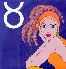 the zodiac sign horoscope of aries for woman in art vogue fashion illustration in the last century