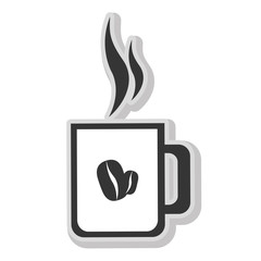 Delicious and fresh cofee cup, black and white isolated flat icon.
