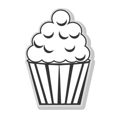 Cupcake and desserts in black and white colors isolated flat icon, vector illustration.