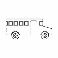 School bus icon in outline style isolated vector illustration