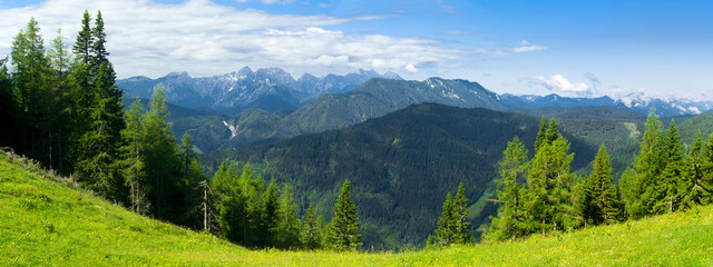 Saddle  bellow Kordezeva Glava / Peca hill, Karavanke mountain range, Slovenia / Austria -...