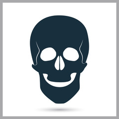 Human skull icon on the background