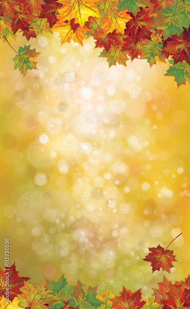 Canvas Prints vector autumnal leaves on bokeh background.