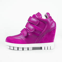 purple leather platform sneaker