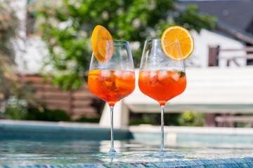 Light drink. Wine-based cocktail. Spritz