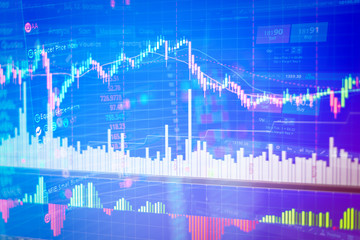 Candle stick graph chart of stock market investment trading
