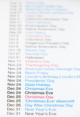 Naklejka premium Christmas eve/day and other public holidays on 2017 calendar with shallow depth of field