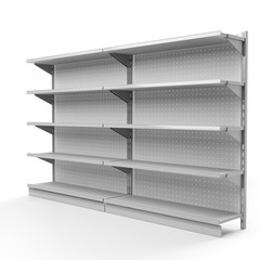 set of empty shelves in a shop. 3D rendering