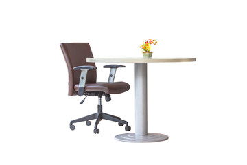 office chair and flower on the table