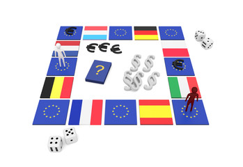 EU board game, 3d illustration