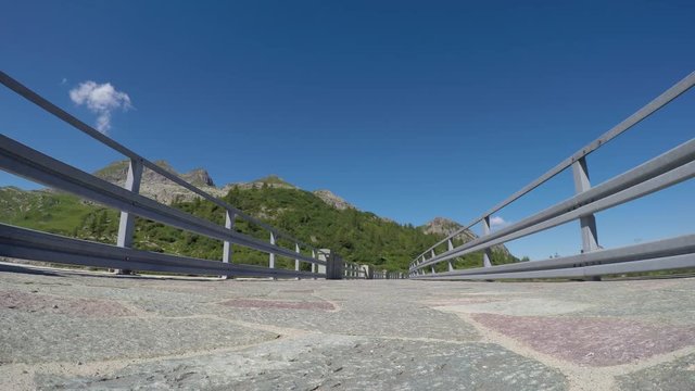 Walkway on the upper part of the dam "Laghi Gemelli" (twin lakes) - Carona - Italy