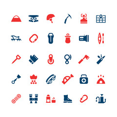 Set color icons of camping and mountaineering