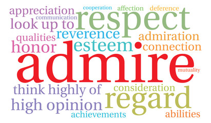 Admire word cloud on a white background. 
