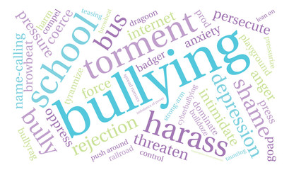 Bullying word cloud on a white background. 