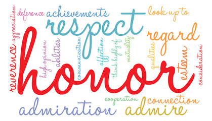 Honor word cloud on a white background. 
