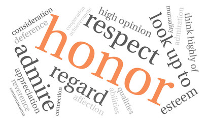 Honor word cloud on a white background. 