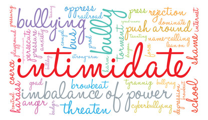 Intimidate word cloud on a white background. 