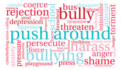 Push Around word cloud on a white background. 