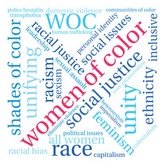 Women Of Color word cloud on a white background. 