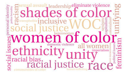 Women Of Color word cloud on a white background. 