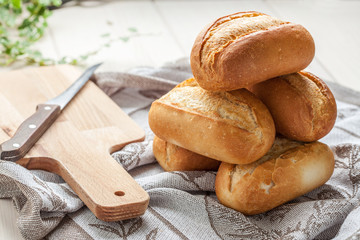 Freshly baked crusty rolls