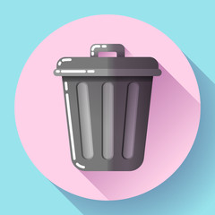 Trash can icon Recycle Bin Garbage Flat Vector Illustration