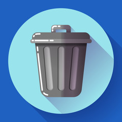 Trash can icon Recycle Bin Garbage Flat Vector Illustration