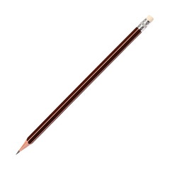wooden sharp pencil and eraser isolated on white