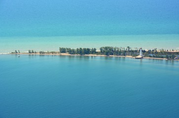 Fototapeta na wymiar aerial view of the tip of the Long Point Peninsula on the north shore of Lake Erie; Elgin County, Ontario, Canada