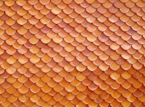 roof clay tile of temple or thai antique house, abstract texture background