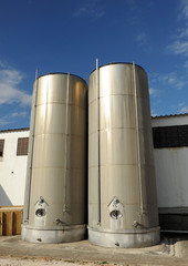 Stainless steel tanks at a winery