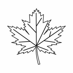 Maple leaf icon in outline style isolated vector illustration