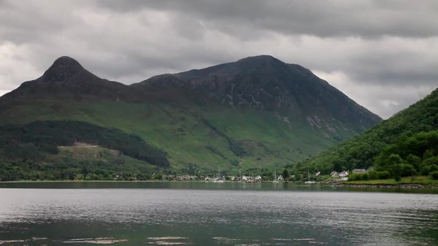 Loch Leven.  A timelapse recording of the view across Loch Leven towards Glencoe in the Scottish highlands.  Loch Leven is a sea loch on the west coast of Scotland.