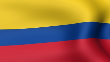 Flag of Colombia, fluttering in the wind. 3D rendering.