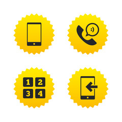 Phone icons. Call center support symbol.