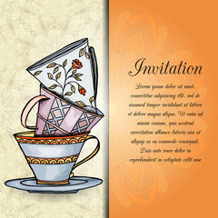 cup of tea invitation card