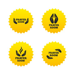 Prayer room icons. Religion priest symbols.