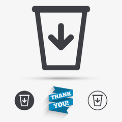 Send to the trash icon. Recycle bin sign.