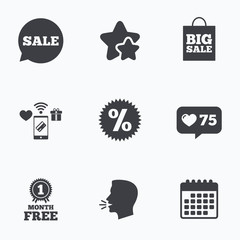 Sale speech bubble icon. Discount star symbol