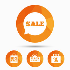 Sale speech bubble icon. Black friday symbol