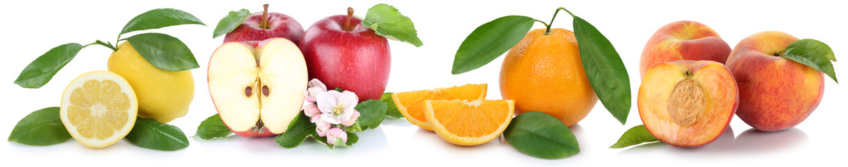 Früchte Apfel Orange Pfirsich Äpfel Orangen frische Frucht in