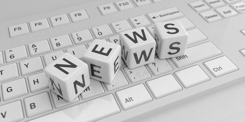 News on a keyboard. 3d illustration