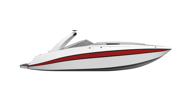 Speed boat, vessel, boat isolated on white background, side view